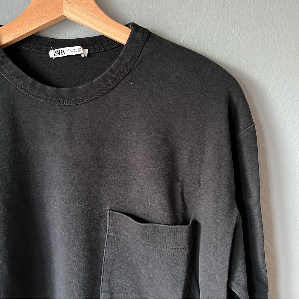 Zara Black Long Sleeve Shirt Sz L